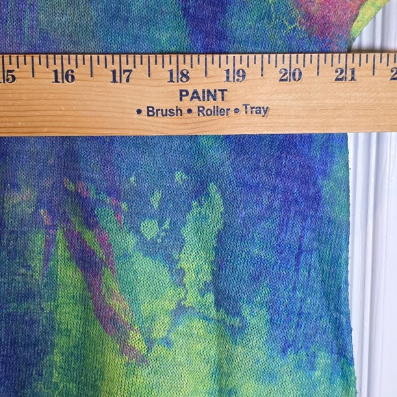 Soft Surroundings Colorful Sweater Top V-Neck Medium Blue Green Abstract - Picture 11 of 12